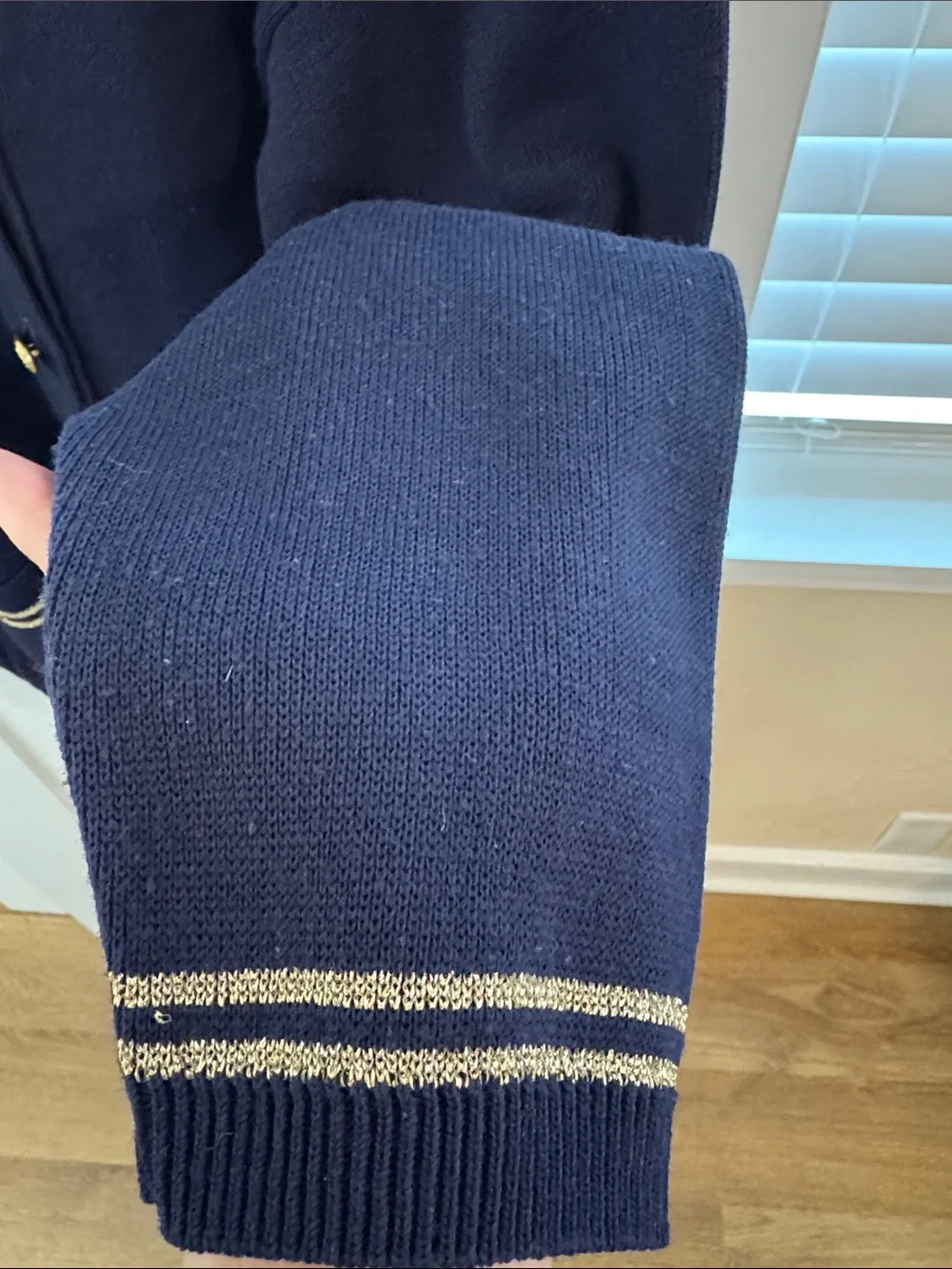 Vintage Bay Point Thread Navy Nautical Cardigan Gold Buttons Stars XL USA